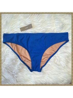 J Crew Blue Ribbed Bikini Bottoms Extra Large